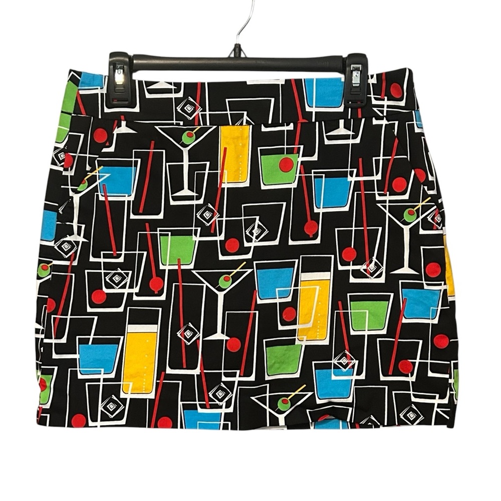 Loudmouth Ladies Skort Happy Hour Cocktails Golf Pickleball Tennis Black Multi 8 - Picture 2 of 15